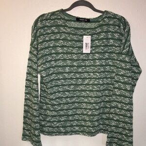 NWT Sugar+Lips Green & White Angora/Cotton Sweater